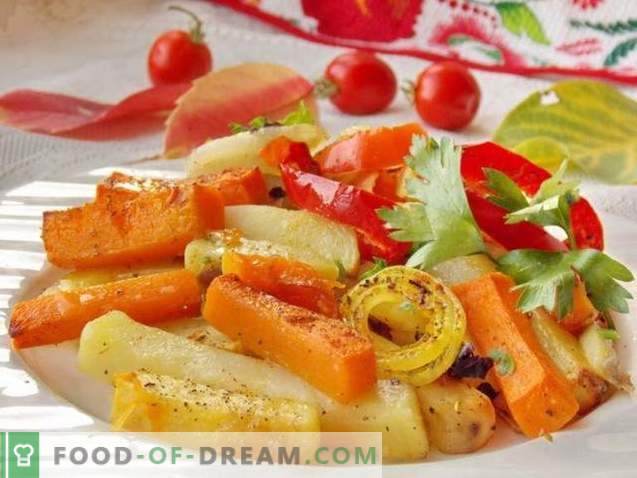 компири на рерната со тиква и зеленчук