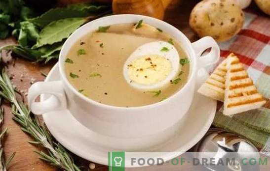 Јајце супа е лесен прв курс и е едноставен за подготовка. Варијанти на супа со јајца, риба, пилешко месо и говедско месо