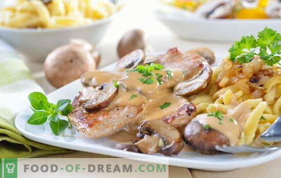 Свинско месо со компири и печурки: пржено, печено, задушено. Интересни варијации на компири за готвење со свинско месо и печурки