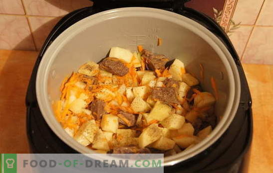 Запечен компир со месо во бавниот шпорет: одмор! Рецепти за компониран компир со месо во бавен шпорет: едноставен и комплексен