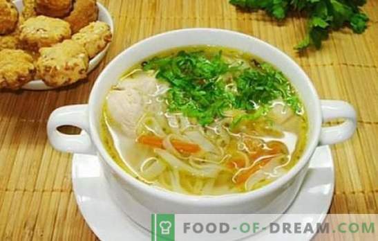 Supa de tăiță aromatizată cu pui: pas cu pas. Este ușor și simplu să gătești supa de pui cu pui cu rețete dovedite pas cu pas: verifică?