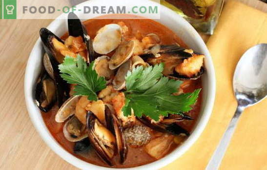 супа од морска храна: школки, ракчиња, лигњи, октопод. Рецепти за готвење супа со морска храна за секој вкус