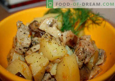 Компир со месо и печурки - најдобри рецепти. Како правилно и вкусно готви компири со месо и печурки.