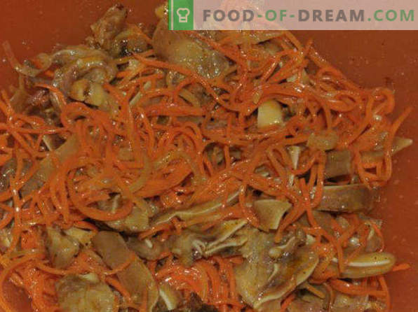 Корејски морков, рецепти дома со пилешко, со подготвени зачини, за зима