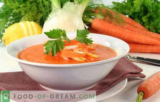 Супа од моркови - сончево јадење на вашата маса. Како да се готви вкусна супа од морков: рецепти на слатки или солени јадења