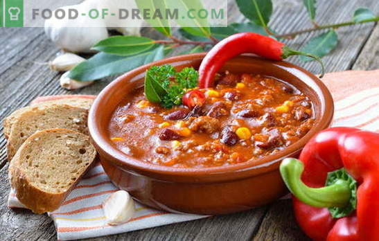 мексиканска супа - вечерата ќе биде оригинална! Рецепти од различни мексикански супи: со пченка, грав, мелено месо, пилешко, ориз