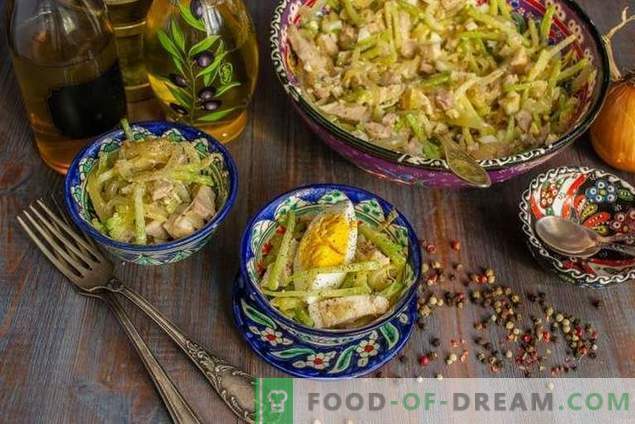 Зачинета Узбекистанска салата со месо и зелен редиш