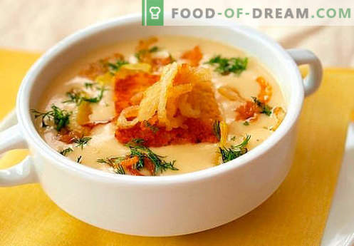 Супа од супа од сирење - најдобри рецепти. Како правилно и вкусно супа од готов сирење.