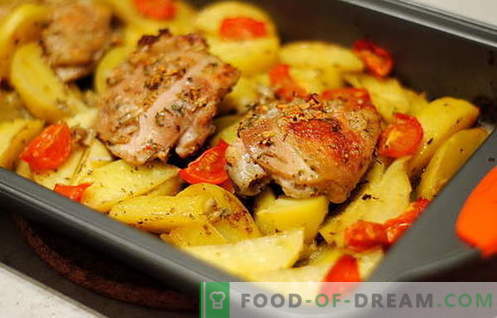 Пилешко печен со компири - најдобрите рецепти. Како правилно и вкусно готви печени пилешки со компири.