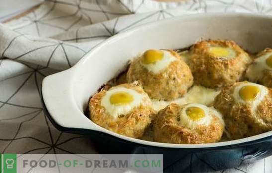 Гнезда од мелено месо со јајца во рерна - алтернатива на ќофтиња. Рецепти гнезда од мелено месо со јајце во рерна со разни пломби