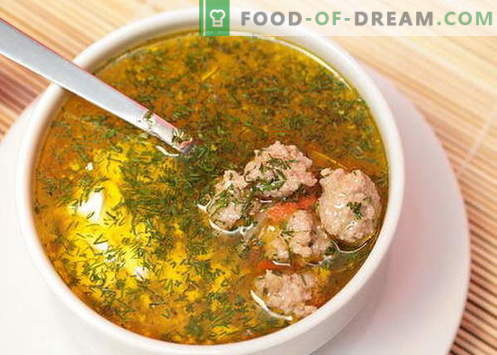 Sopa de almôndega - as melhores receitas. Como corretamente e cozinhar sopa com almôndegas.