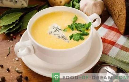 Супа од сирење во рецепт чекор по чекор од преработеното сирење и тврдо сирење. Рецепти супа од сирење со зеленчук, пилешко, ориз, крем