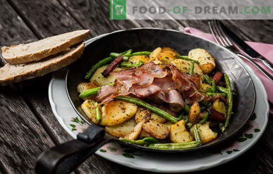 Компири со месо во тавата - традиција! Најдобри рецепти на пржени компири со месо во тава: со мелено месо, павлака, зеленчук