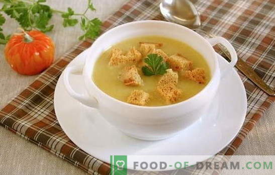 Супер крем со круни - универзална идеја за ручек! Компир крем супа со croutons и зеленчук, печурки, пилешко