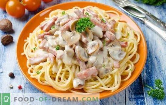 Шпагети со печурки во крем сос - одлична тестенини! Верзии на шпагети со печурки во крем сос за вистински гурмане