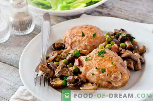 Пилешко со печурки - најдобри рецепти. Како правилно да се готви пилешко со печурки.