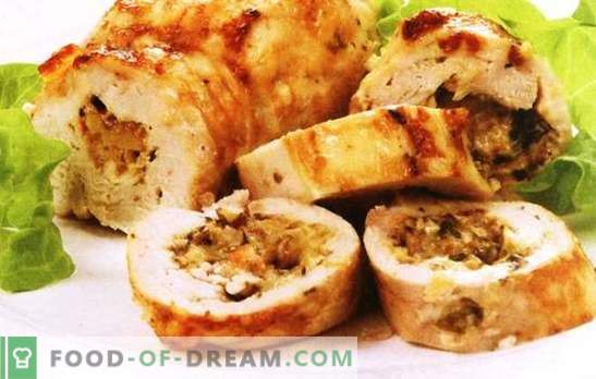 Пилешки ролни со печурки и сирење - треба да се обидете. Сакате да изненадите - варете пилешки ролни со печурки и сирење