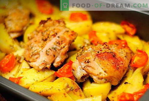 Пилешко со компири во рерната - најдобриот рецепт. Како правилно и вкусно готви во рерната со компири во рерната.