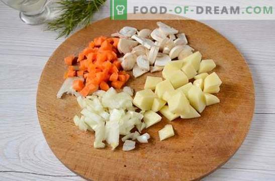 Супа од печурка со пилешко и стопено сирење: убав и здрав прв курс. Фото-рецепт за супа со пилешко и стопено сирење: чекор по чекор