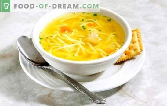 Супа од пилешки тестенини - супа од светлина. Најдобри рецепти на пилешка супа со тестенини: со луковици, јајца, сирење, домати