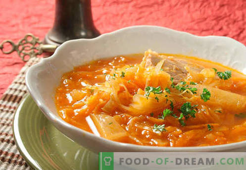 Супа од свежи и кисела зелка. Како правилно и вкусно да готви кисело, зелено, супа со супа во бавен шпорет.