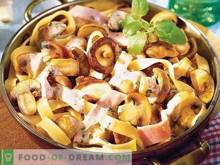 Тестенини со печурки - најдобри рецепти. Како правилно и вкусно готвач тестенини со печурки.