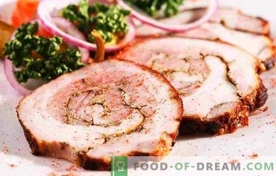 Свински брановиден рол - буџет и ефикасен. Принципи на готвење варен свинско месо: едноставно и пополнето
