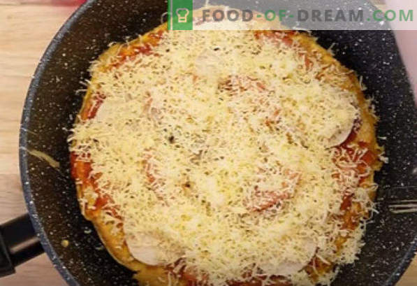 Пица во тава за 10 минути, чекор по чекор рецепт, со кефир, на леб, со шунка, со мајонез
