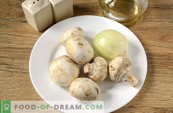 Пржени печурки со кромид: вистинската технологија за готвење. Чекор-по-чекор фото-рецепт за готвење шампињони со кромид