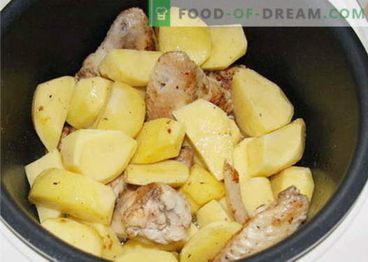 Пилешко со компири во бавен шпорет - најдобриот рецепт. Како правилно и вкусно готви во бавен шпорет пилешко со компири.