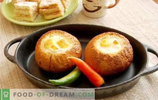 Измешани јајца во леб - ако е едноставно уморен! Рецепти од првобитните пржени јајца во леб со сирење, колбаси, домати