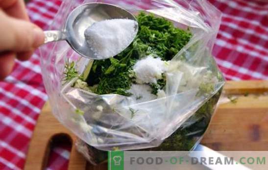 Солени краставици во пакетот: заштеда на време и место! Инстант рецепти на солени краставици во пакетот!