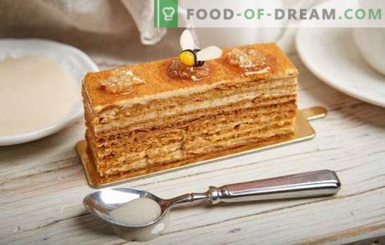 Како лесно да се готви вкусна мед торта со кондензирано млеко. Класични и оригинални рецепти за мед колачи со кондензирано млеко